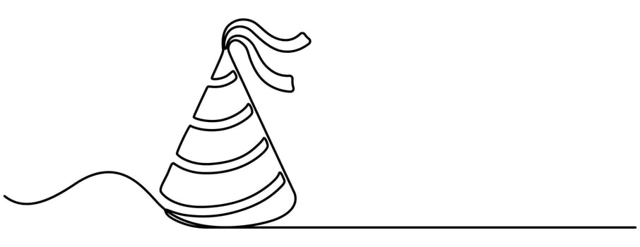 Continuous line drawing Party hat Holiday cap vector