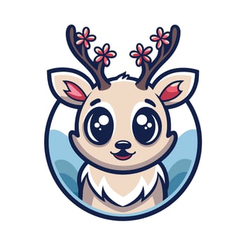 a cute deer with flowers on its head vector