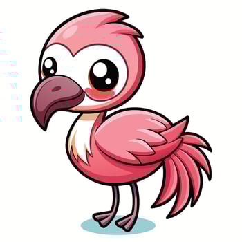 cartoon pink flamingo bird illustration vector
