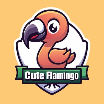 a cute flamingo logo with a bird on it vector