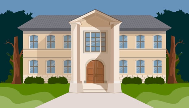 school building background with blue sky vector