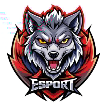 esport logo with wolf head vector