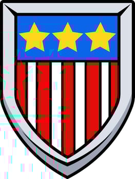 American silver shield shape on white background illustration vector