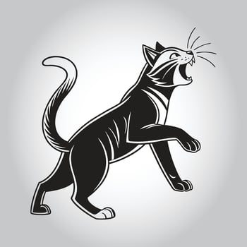 a black cat with a white background that says ' a ' cat ' on it ' vector