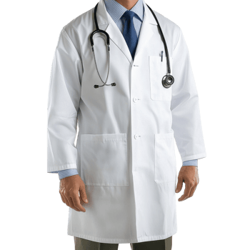 Male Doctor in White Lab Coat with Stethoscope for Medical Solutions on Transparent Background png