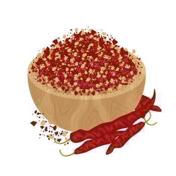 Illustration Logo Clipart Chili flakes on a wooden bowl vector