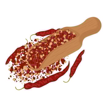 Illustration Logo Clipart Chili flakes on a wooden scoop vector