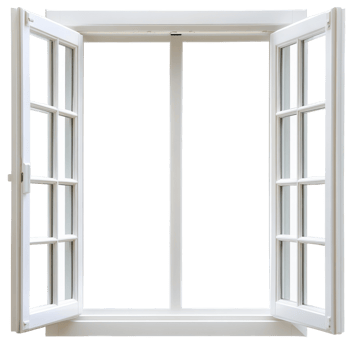 Open Window Frame with Scenic View on Transparent Background png