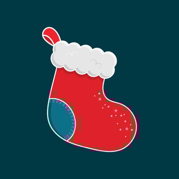 illustration of a Christmas knitted red sock. Christmas decorations. vector