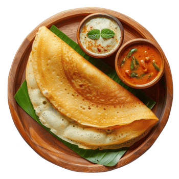 dosa on autentic plate. Simple. Detail. Isolated transparent background png