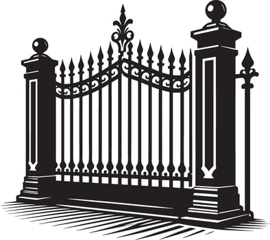 Unique garden fence silhouette illustration on clean white vector