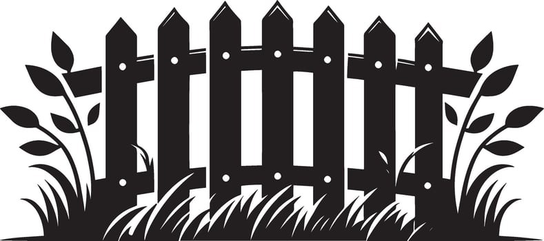Sleek garden fence silhouette design on white background vector