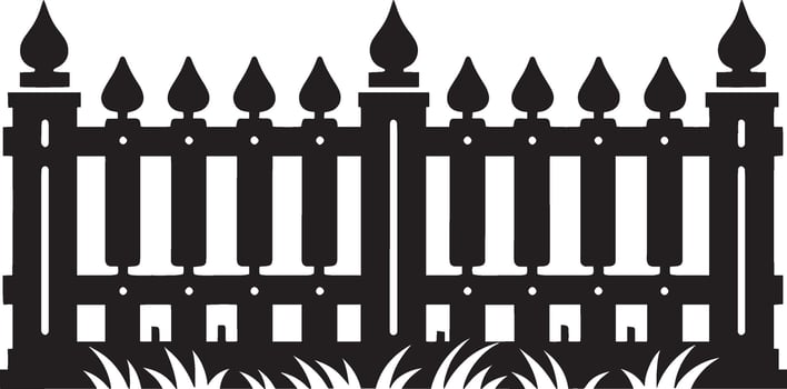 Lovely garden fence silhouette design on clean white background vector
