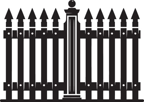 Bold garden fence shadow illustration on a blank white surface vector