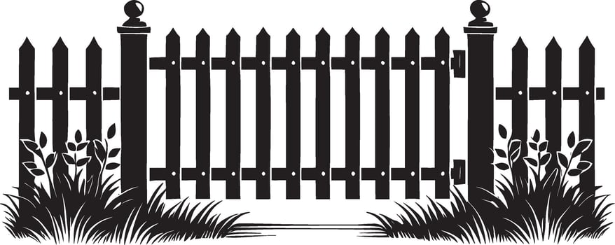 Minimalist garden fence shadow illustration on a crisp white backdrop vector