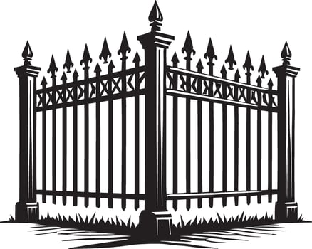 Iconic garden fence shape shadow against a white backdrop vector