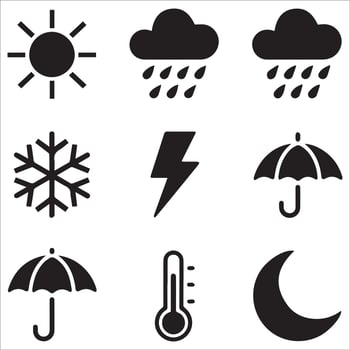 Creative Sun, Rain, and Cloud Icons vector