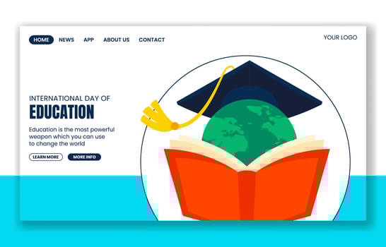 International Education Day Social Media Landing Page Graphic with Flat Hand-Drawn Design vector