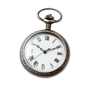 Elegant Small Silver Pocket Watch Isolated for Timeless Appeal on Transparent Background png