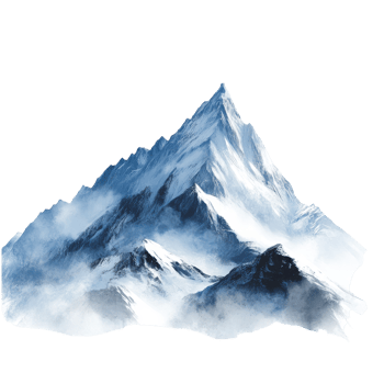 Majestic Snowy Mountain Peak for Adventure and Nature Themes on Transparent Background png