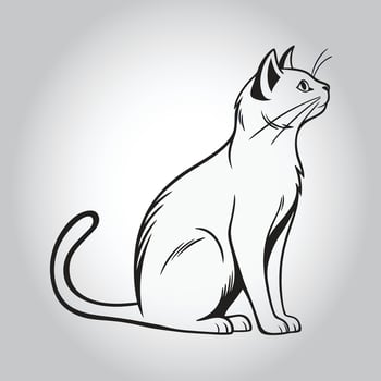 a drawing of a cat that is black and white vector