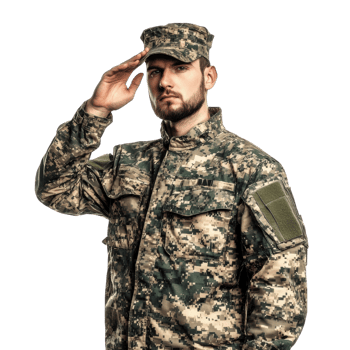 Soldier in Camouflage Uniform Saluting - Recognizing Service and Valor on Transparent Background png
