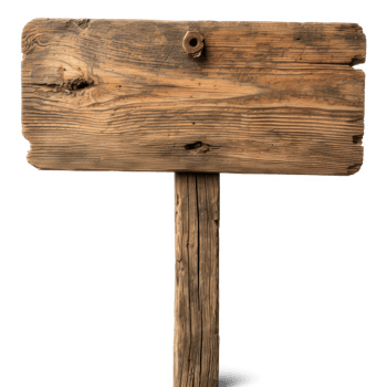 Blank empty wooden rustic signage sign board signpost post wood on transparent background png