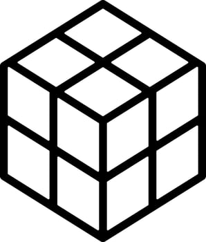 black outline rubik's cube or cube without background vector