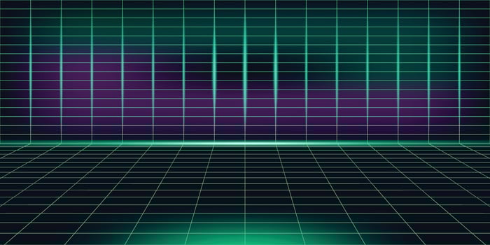 Vaporwave background wallpaper with geometric line styles. creative synth wave background design with trendy 90s styles vector