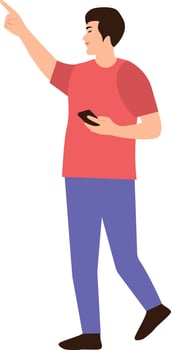Man Holding Phone vector
