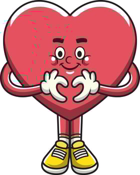Pink Heart Valentine's Day Character in Retro Cartoon Illustration vector