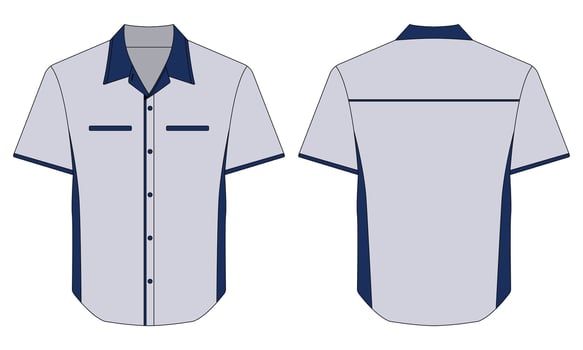 Short sleeve office work shirt mockup front and back view vector