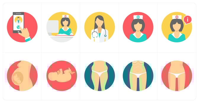 A set of 10 Medical icons as call doctor, receptionist, doctor vector