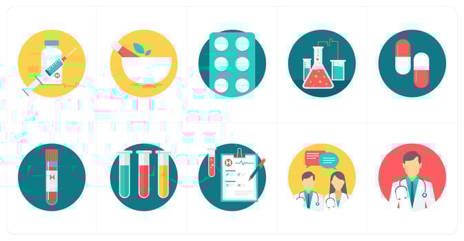 A set of 10 Medical icons as vaccination, ayurvedic, medicine vector