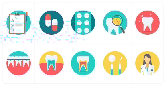 A set of 10 Medical icons as treatment record, capsule, medicine vector