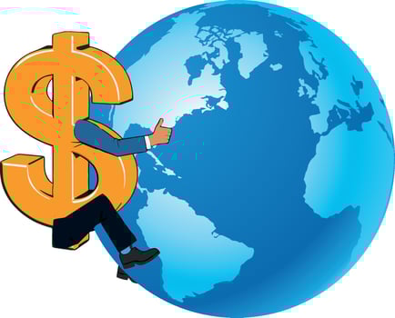 Businessman with dollar sign on earth vector