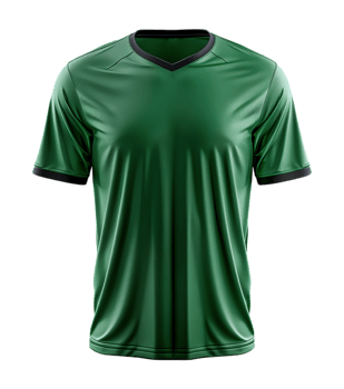 green sports jersey t-shirt mockup template, with front view, isolated on transparent background png