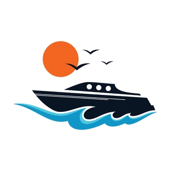 Silhouette Boat logo for brand identity boating business vector