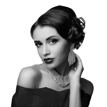 elegant woman in black and white png