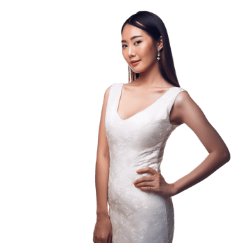 pretty asian woman in white dress png
