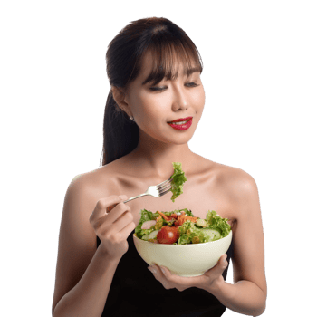 asian woman eating salad png