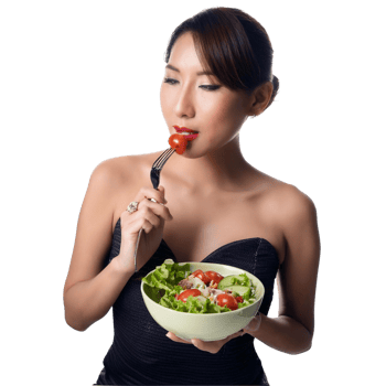asian woman eating a salad png