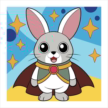 A cartoon rabbit dressed as a superhero vector