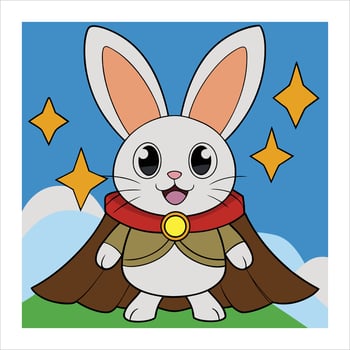 A cartoon rabbit with a cape and a star vector
