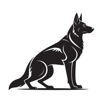 A black and white logo of a German Shepherd dog. vector