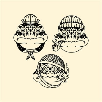frog traditional tattoo design set vector
