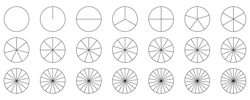 Sector divided the circle on the equal part. Diagram wheel parts. Pie chart template. vector