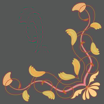 Corner of flowers. Vintage flowers. Pink abstract lines. vector