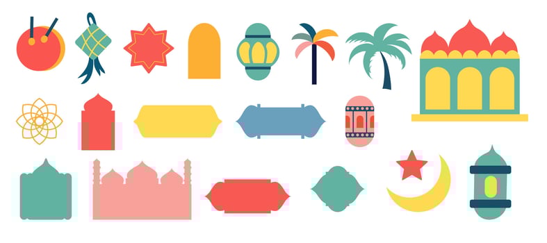 set of islamic colorful icon element good for clipart and sticker vector