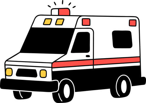 Illustration of an ambulance with flashing lights png